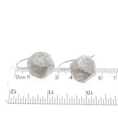925 Sterling Silver Vintage Italy Modernist Textured Drop Bead Earrings