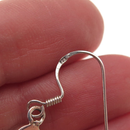 925 Sterling Silver Vintage Real Turquoise & Blue Topaz Dangle Earrings