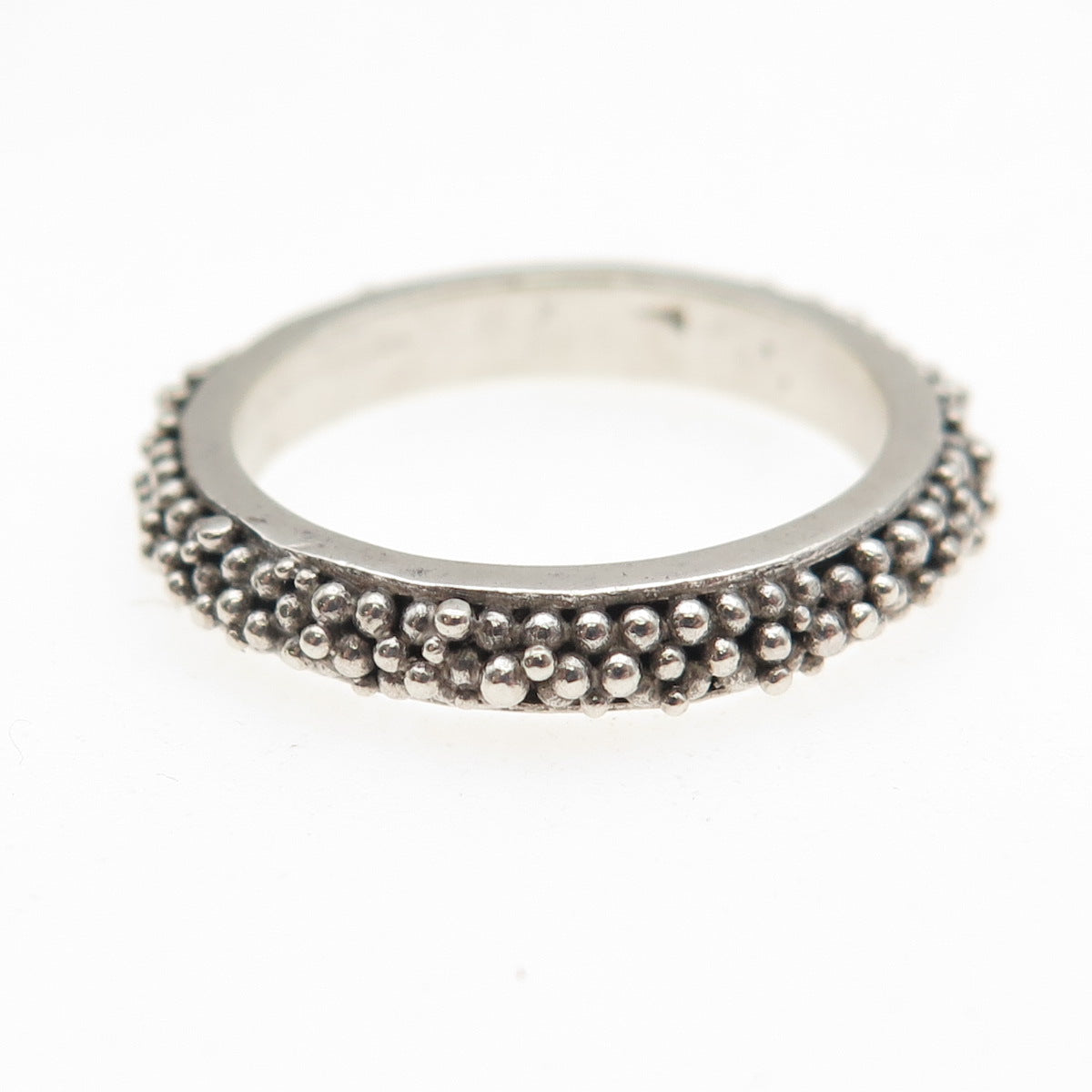 925 Sterling Silver Vintage Granulated Oxidized Band Ring Size 7