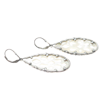 CAROLYN POLLACK 925 Sterling Silver Vintage Real MOP Teardrop Dangle Earrings