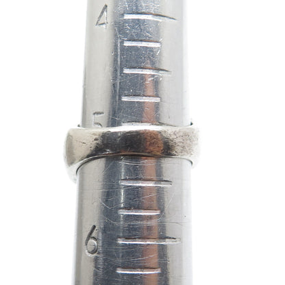 925 Sterling Silver Vintage Modernist Ribbed Oxidized Ring Size 5.25
