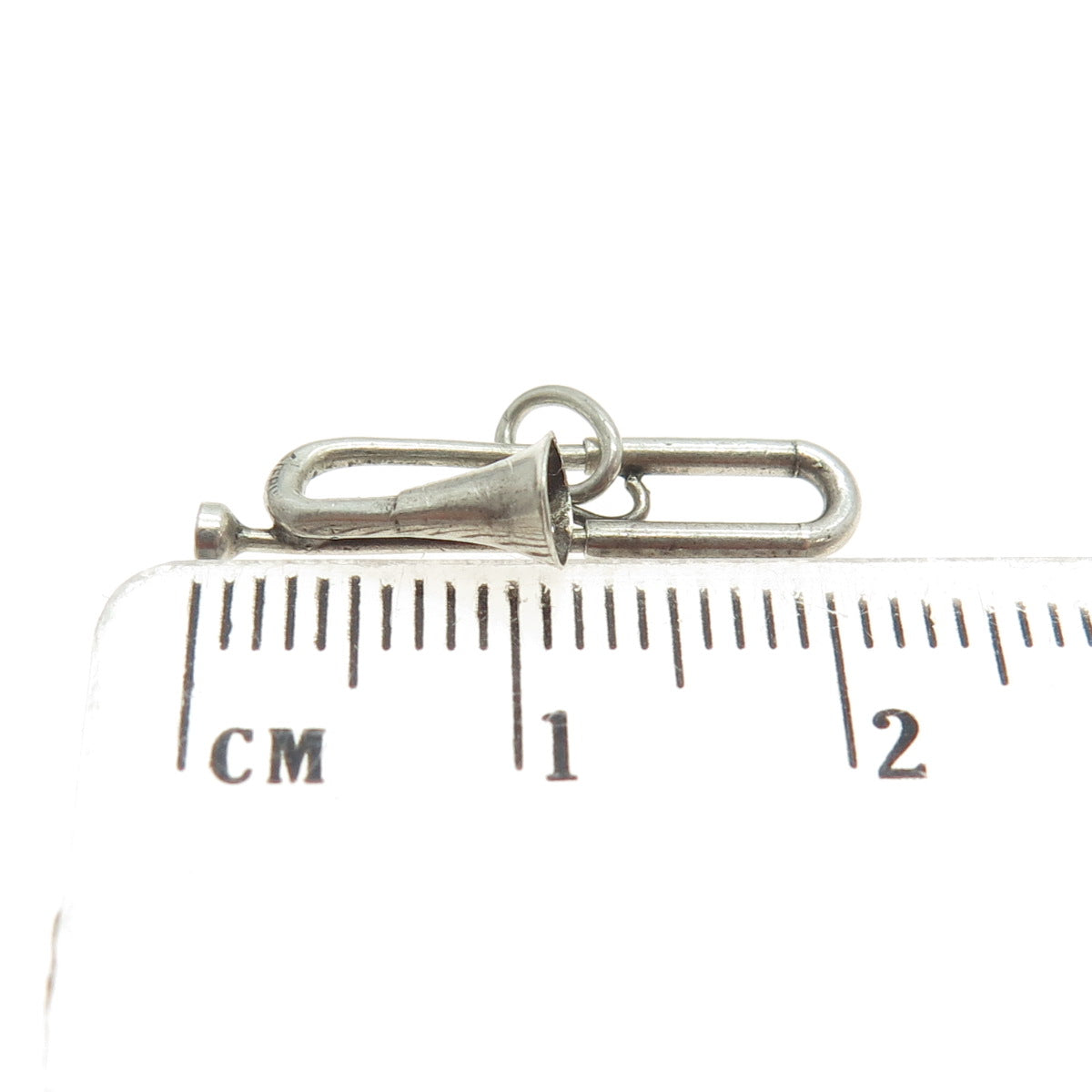 925 Sterling Silver Antique Art Deco Trumpet Minimalist Charm Pendant