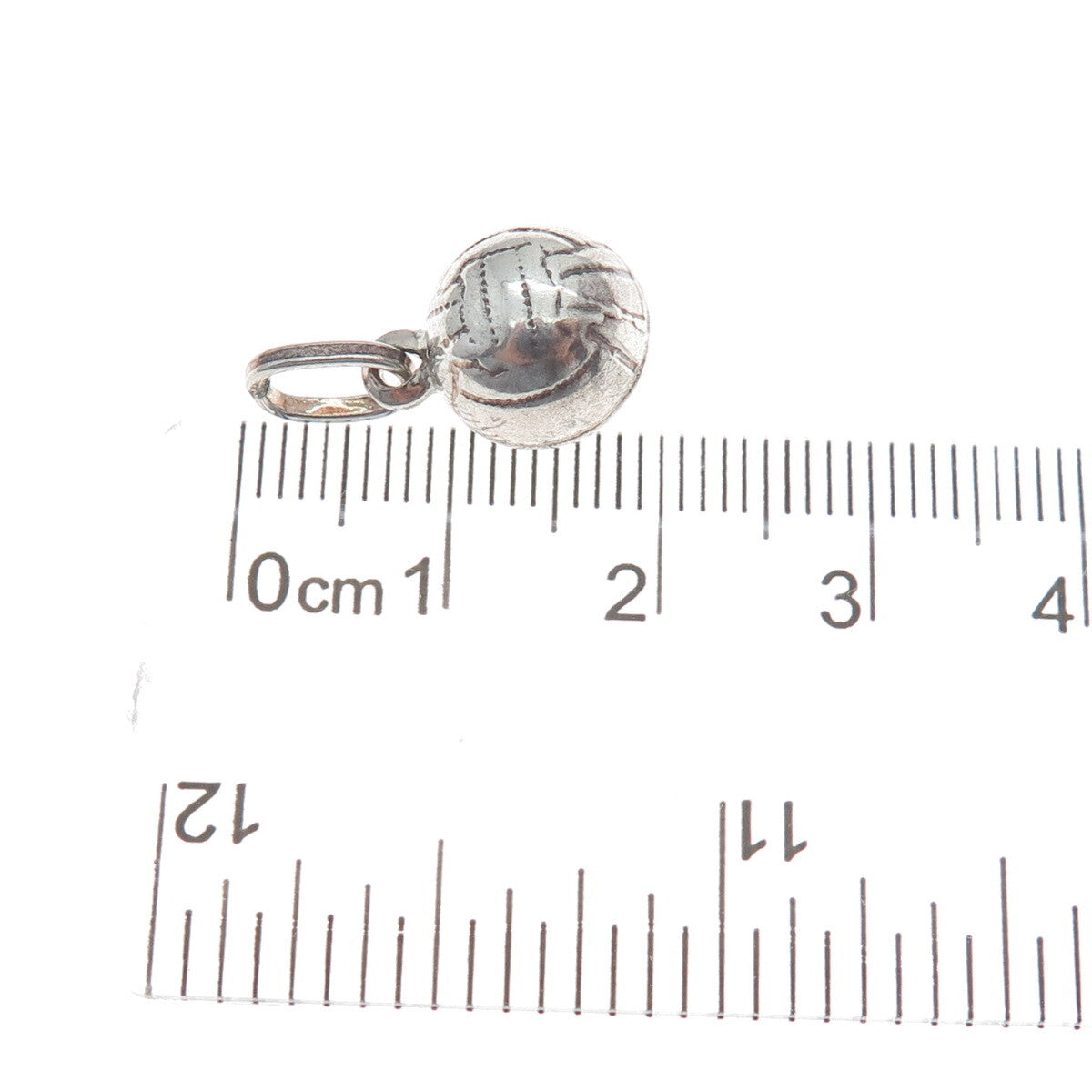 925 Sterling Silver Vintage Italy Basketball Minimalist 3D Charm Pendant