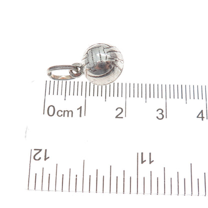 925 Sterling Silver Vintage Italy Basketball Minimalist 3D Charm Pendant