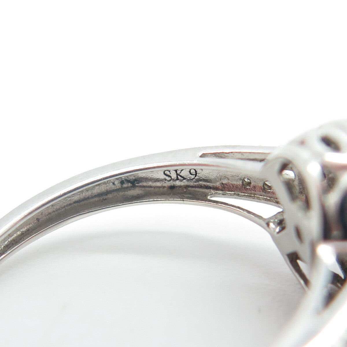 SK9 Allure Gems 925 Sterling Silver Real Round-Cut Diamond Ring Size 7.25