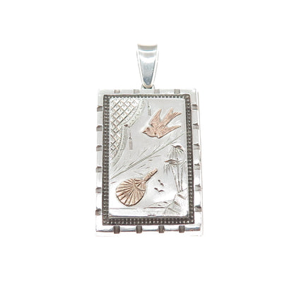 GEORGE WILLIAM DAWSON Sterling Gold Antique 1880 England Japanese Locket Pendant