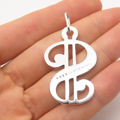 925 Sterling Silver Vintage Dollar Sign Pendant