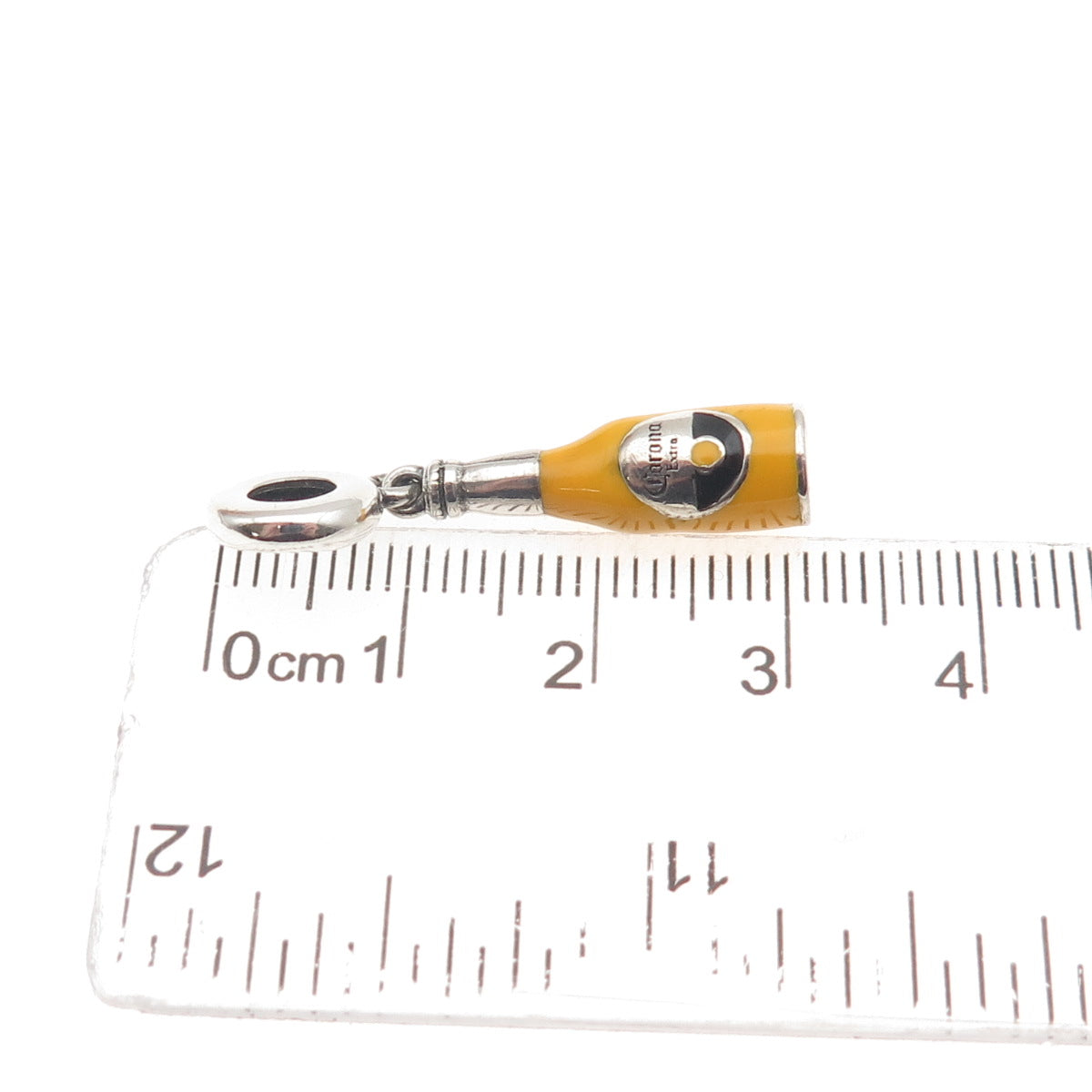 925 Sterling Silver Enamel Corona Extra Beer Dangle Slide Charm