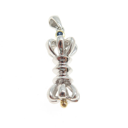 MARY MARGRILL 925 Sterling Silver 2-Tone Real Sapphire Gemstone Vajra Pendant