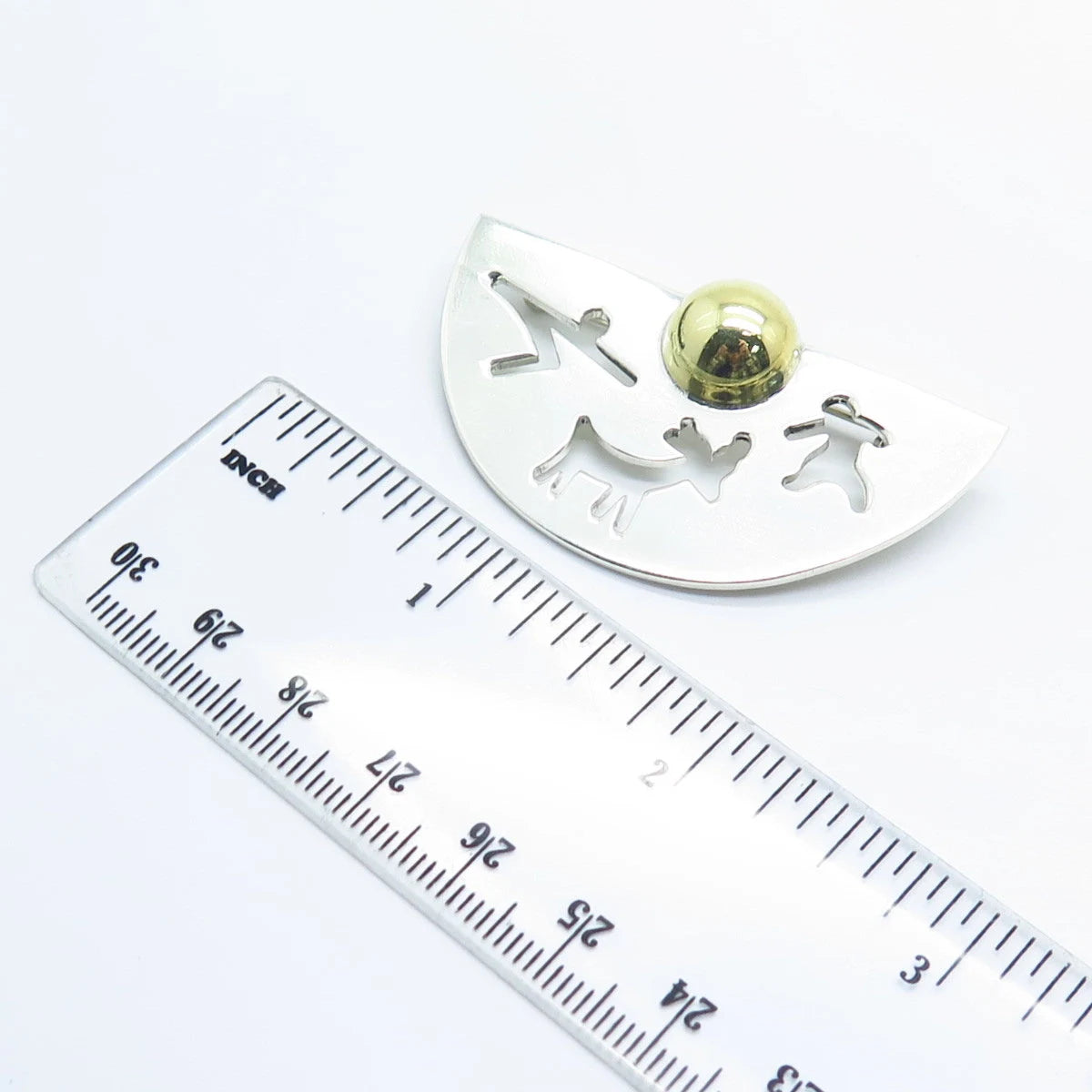 925 Sterling Silver 2-Tone Vintage Mexico Modernist Pin Brooch