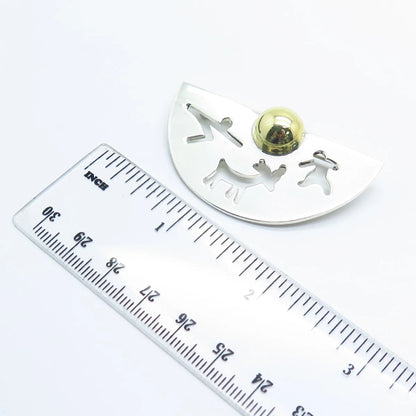 925 Sterling Silver 2-Tone Vintage Mexico Modernist Pin Brooch