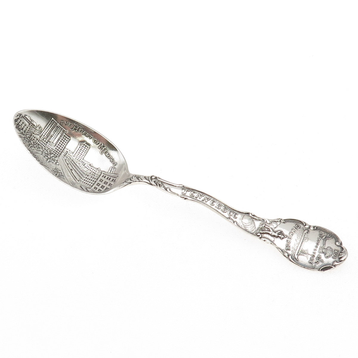 Shepard Sterling Silver Antique Art Deco Heart of Memphis Tennessee Coffee Spoon