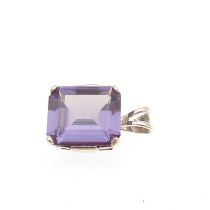 925 Sterling Silver Vintage Lab-Created Peacock Sapphire Mini Charm Pendant