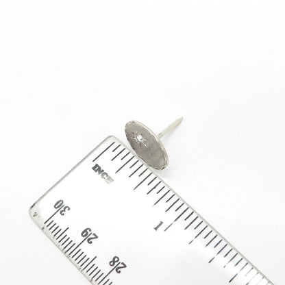 925 Sterling Silver Vintage Theda Round-Cut C Z Textured Oval Pin