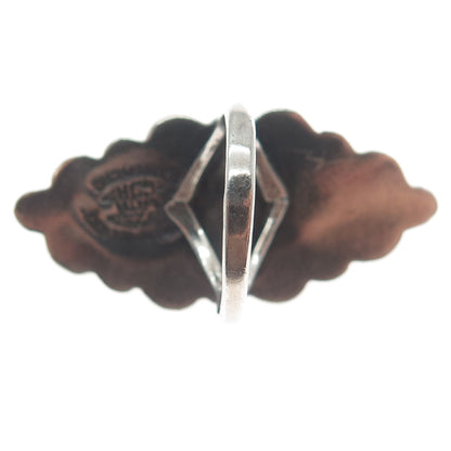 925 Sterling Silver Vintage Mexico Real Black Onyx Modernist Ring Size 6.75