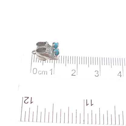 925 Sterling Silver Vintage Real Turquoise Baby Shoes Minimalist Charm Pendant