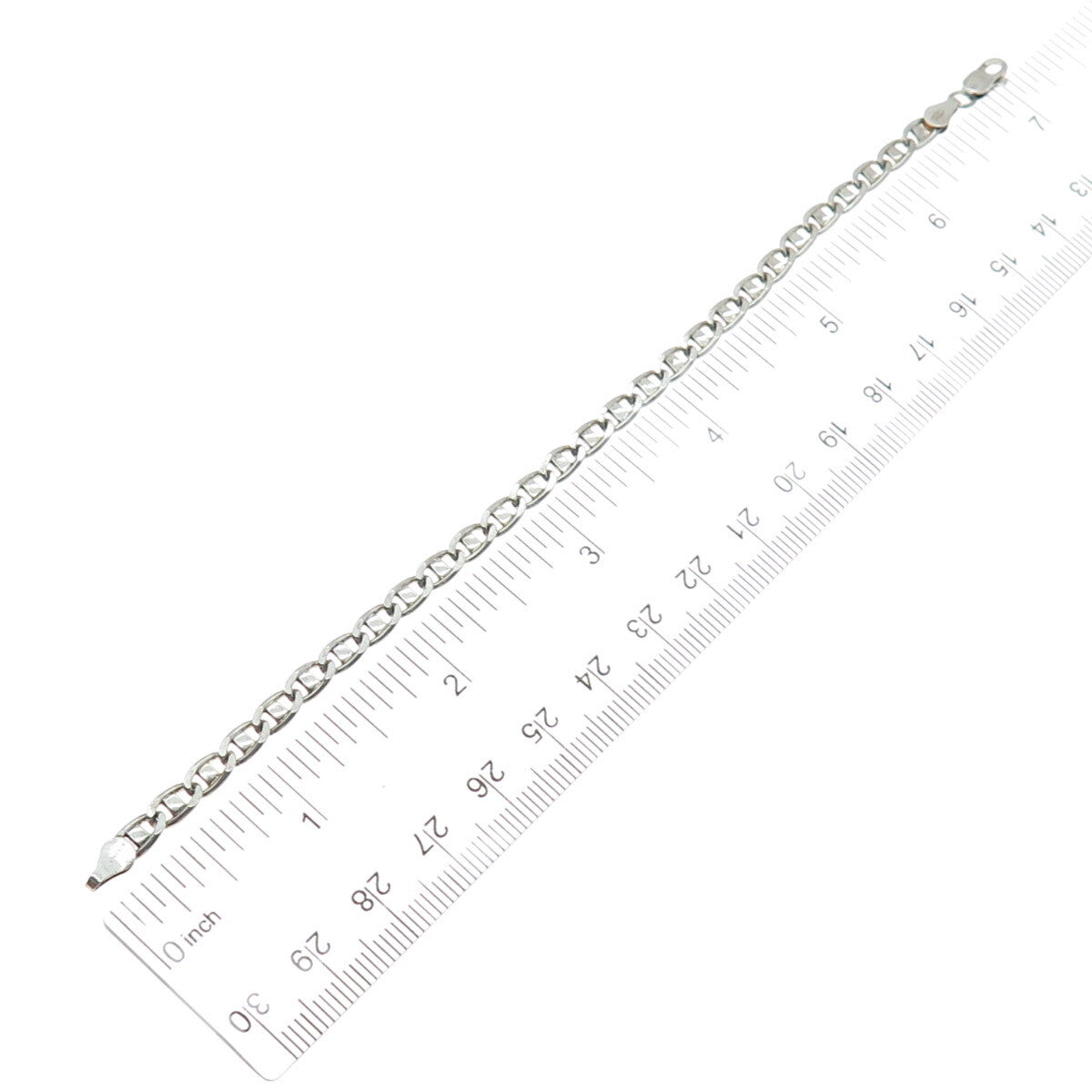 925 Sterling Silver Vintage Italy Flat Anchor Mariner Link Bracelet 7"