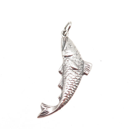 900 Silver Vintage Fish Oxidized Charm Pendant