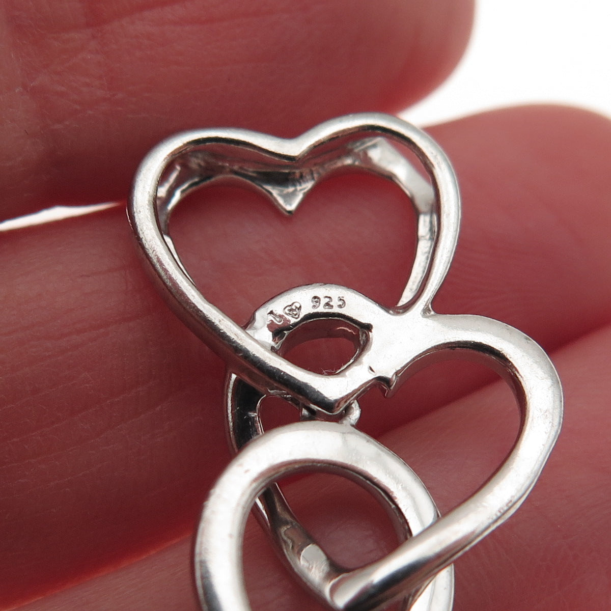925 Sterling Silver Interlocked Couple Heart Slide Charm Pendant