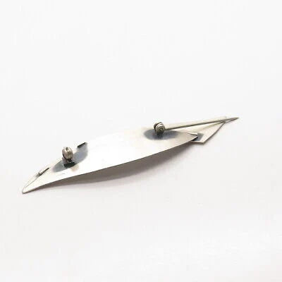 925 Sterling Silver Vintage Beau Modernist Leaf Pin Brooch