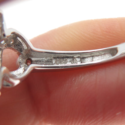 925 Sterling Silver Round & Princess-Cut C Z Sparkle Square Ring Size 9