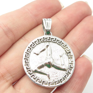 925 Sterling Silver Vintage Triskelion Sign Greek Maze Pendant