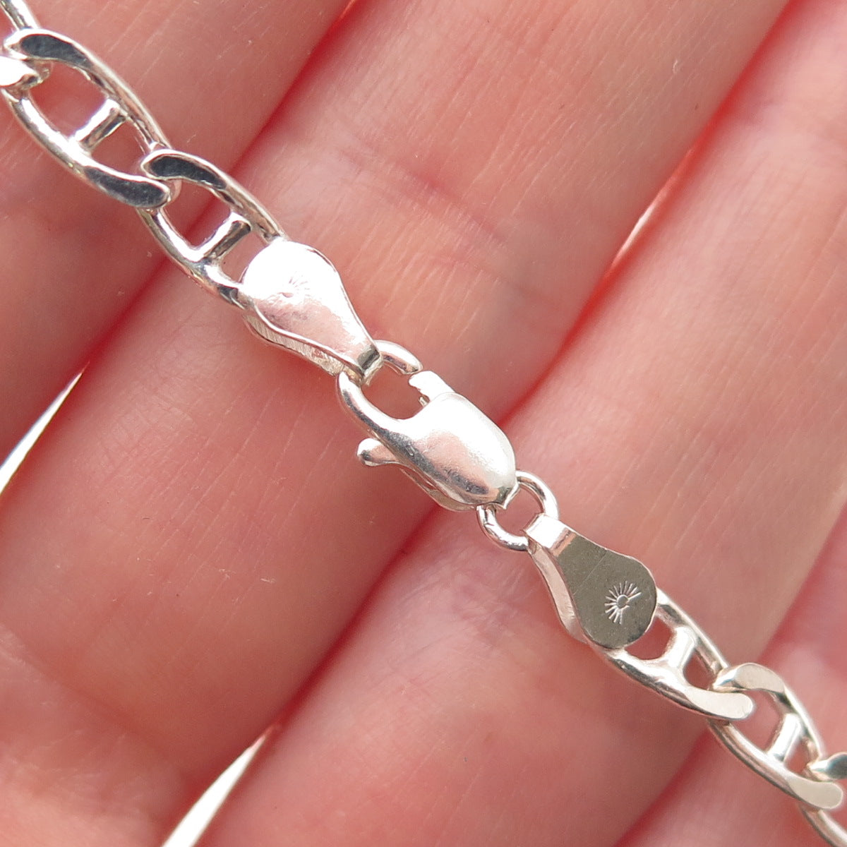 925 Sterling Silver Italy Anchor Mariner Link Bracelet 6.75"
