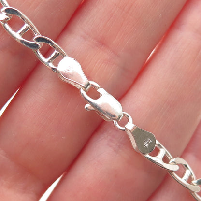 925 Sterling Silver Italy Anchor Mariner Link Bracelet 6.75"