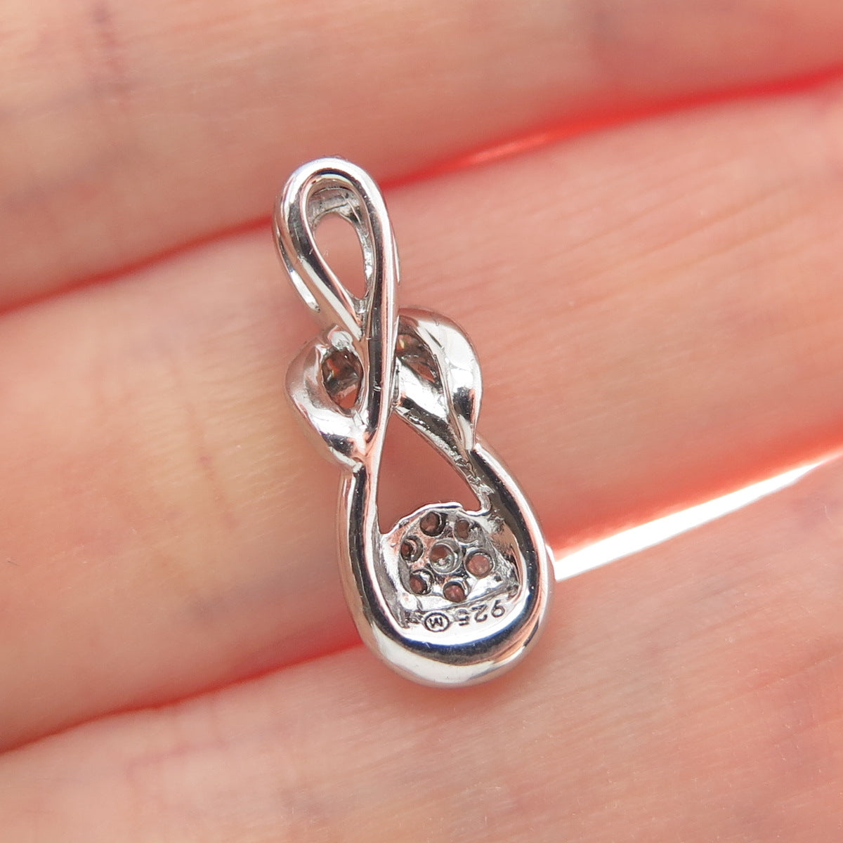 925 Sterling Silver Real Round-Cut Diamond Infinity Minimalist Slide Pendant