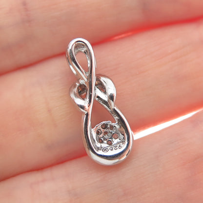 925 Sterling Silver Real Round-Cut Diamond Infinity Minimalist Slide Pendant