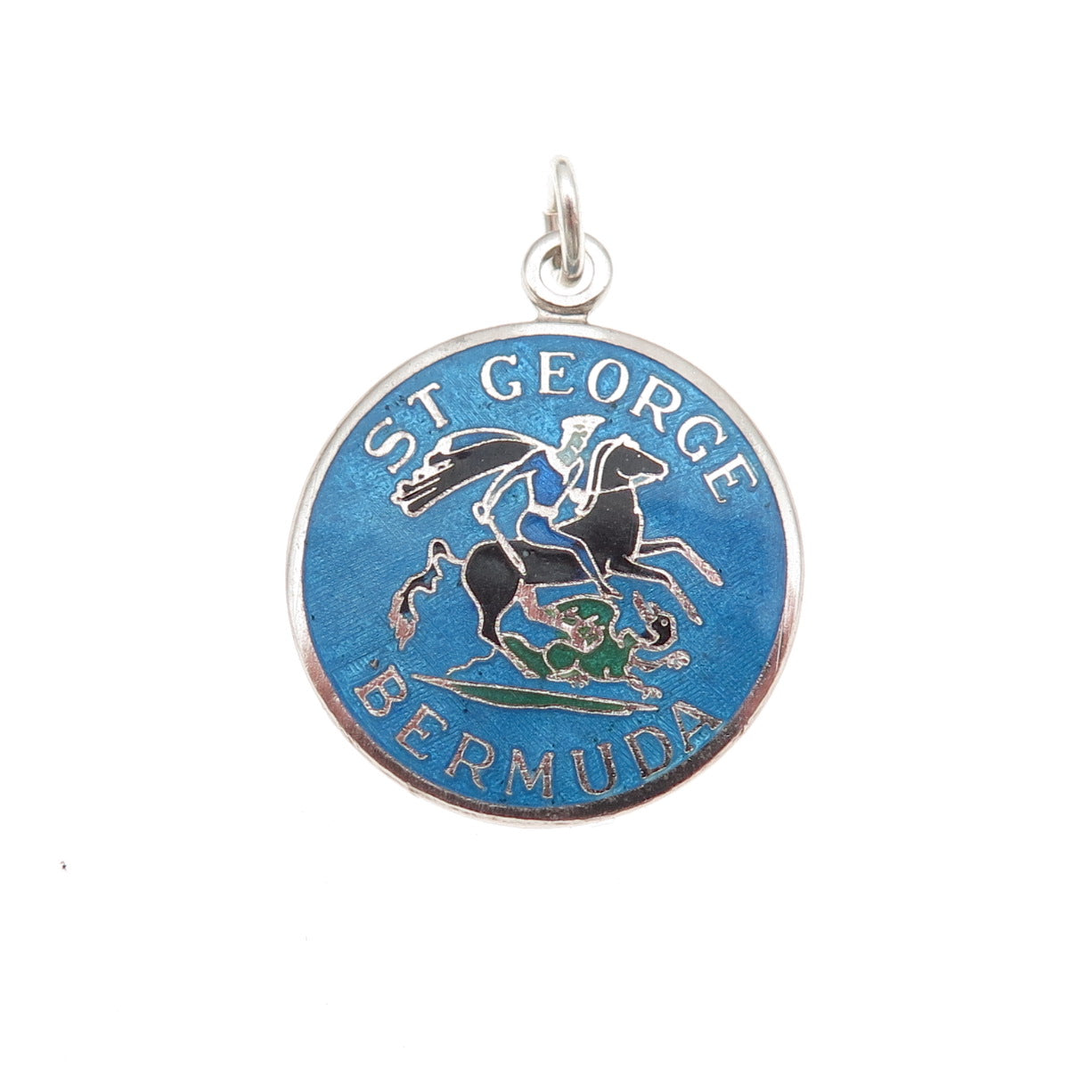 Breadner Co. 925 Sterling Silver Vintage Enamel St. George Bermuda Charm Pendant