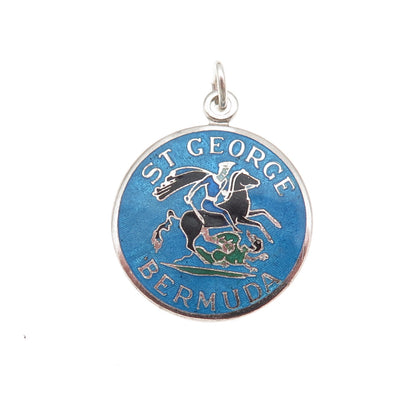 Breadner Co. 925 Sterling Silver Vintage Enamel St. George Bermuda Charm Pendant