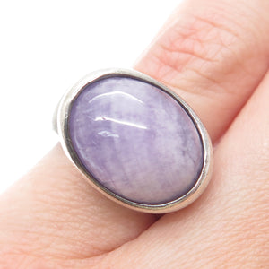 ESPO JOSEPH ESPOSITO 925 Sterling Silver Vintage Real Lavender Jade Ring Size 6