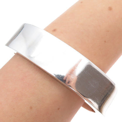 925 Sterling Silver Vintage Mexico Heavy 88.8g Modernist Bangle Bracelet 8"