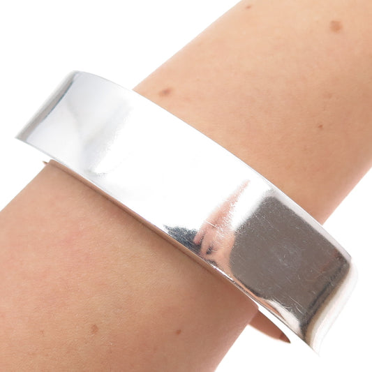 925 Sterling Silver Vintage Mexico Heavy 88.8g Modernist Bangle Bracelet 8"