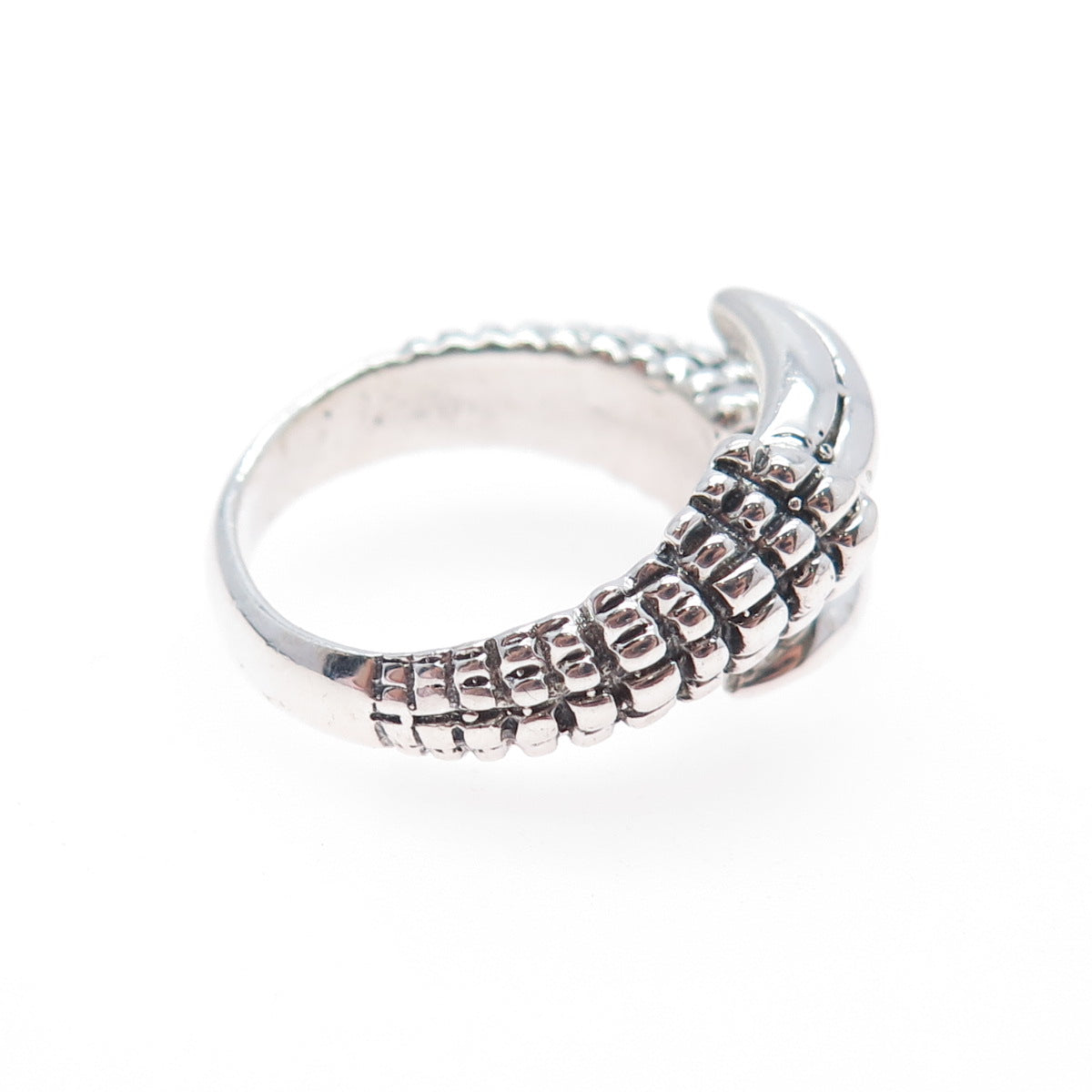 925 Sterling Silver Vintage Dragon Claw Bypass Ring Size 9.25