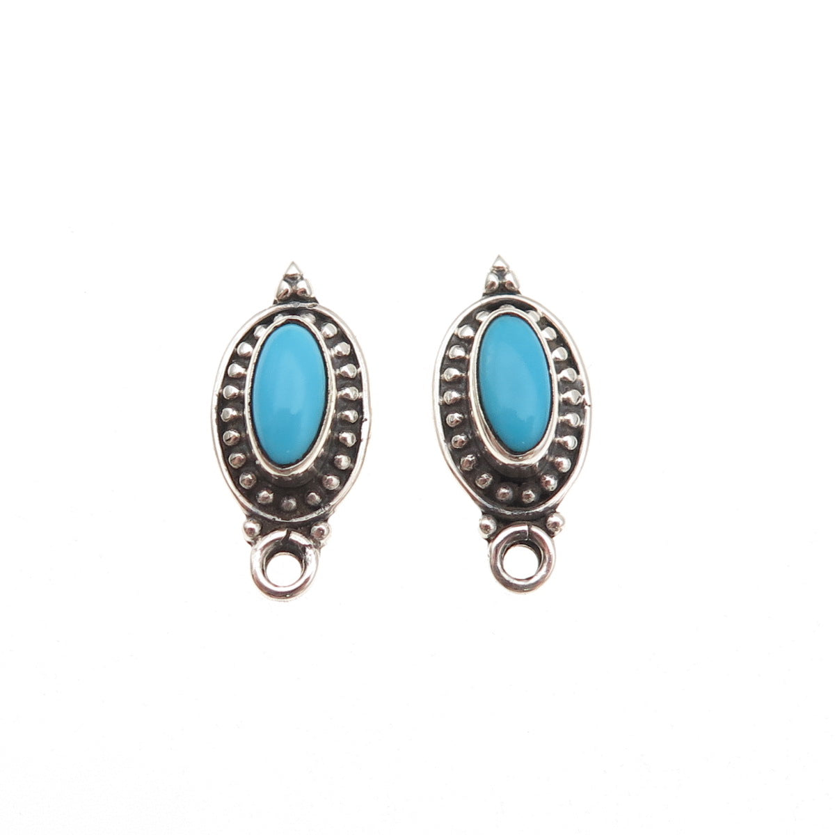 925 Sterling Silver Vintage Real Sleeping Beauty Turquoise Jacket Earrings