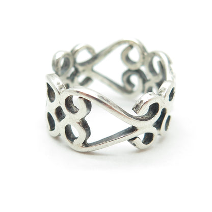 925 Sterling Silver Vintage Swirl Modernist Band Ring Size 4.75