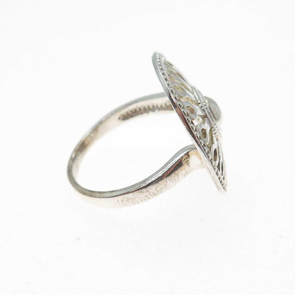 925 Sterling Silver Vintage Sun Symbol Modernist Ring Size 7.75