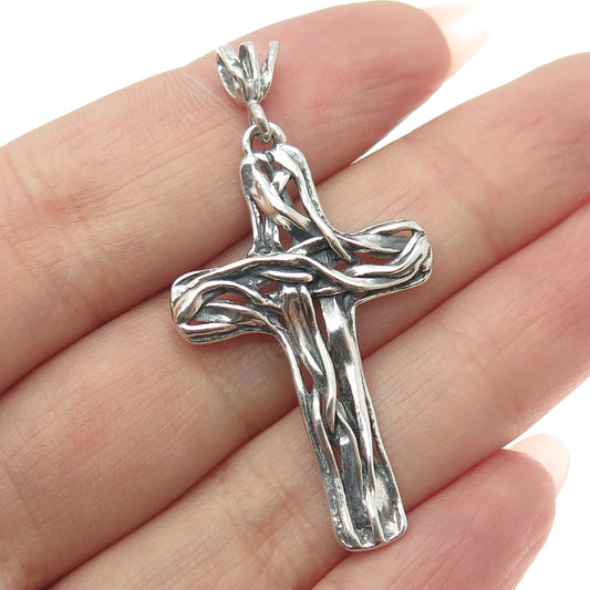 OR PAZ 925 Sterling Silver Vintage Israel Cross Roots Pendant