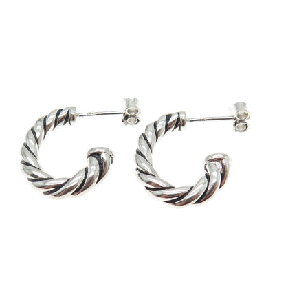 925 Sterling Silver Vintage Twisted Half Hoop Earrings