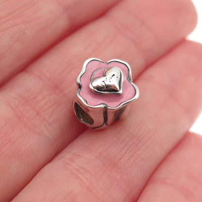 Chamilia 925 Sterling Silver Enamel Mom Rose Flower Slide Bead Charm