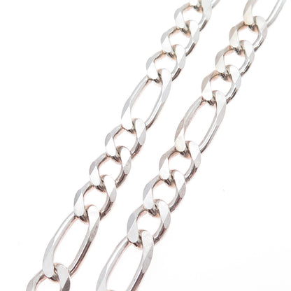 925 Sterling Silver Vintage Italy Figaro Chain Necklace 24"