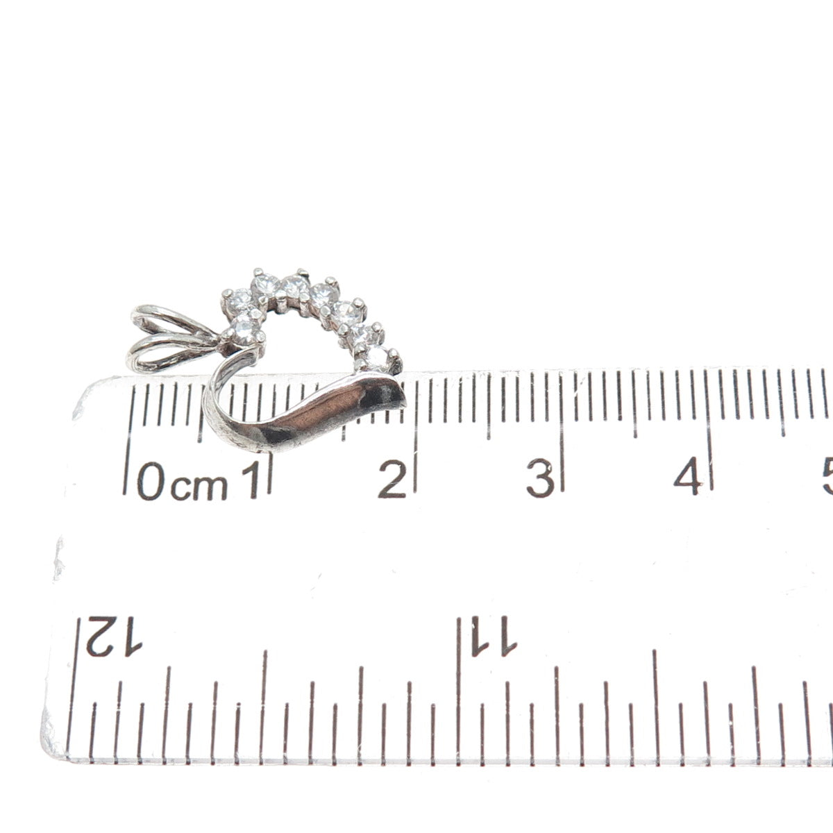 925 Sterling Silver Round-Cut C Z Heart Minimalist Charm Pendant