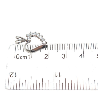 925 Sterling Silver Round-Cut C Z Heart Minimalist Charm Pendant