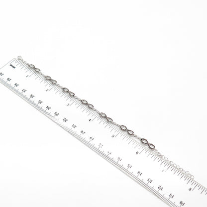 925 Sterling Silver Real Cognac Diamond Infinity Link Bracelet 7.75"