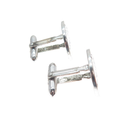 925 Sterling Silver Antique Art Deco Engraved Floral Cufflinks