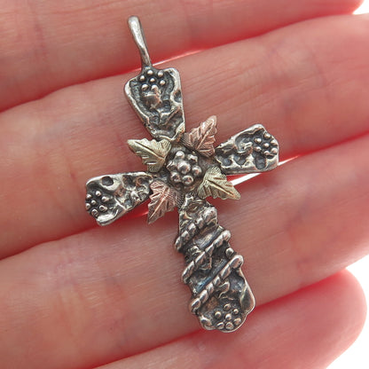 RGC Riddles Group 12K Rose & Yellow Gold Sterling Silver Vintage Cross Pendant