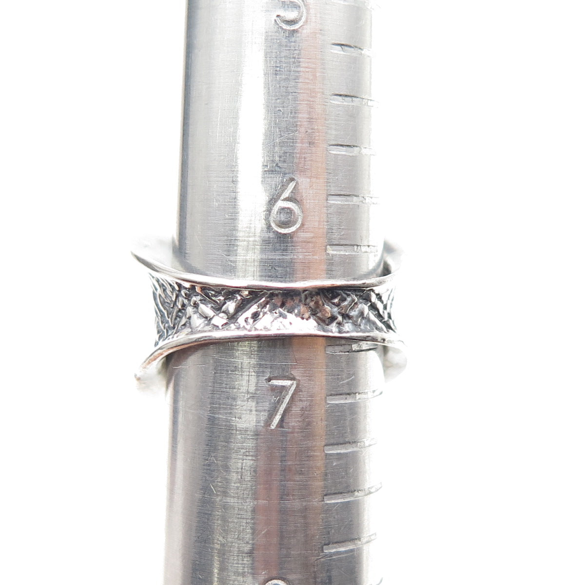 925 Sterling Silver Vintage Modernist Hug Oxidized Ring Size 6.75