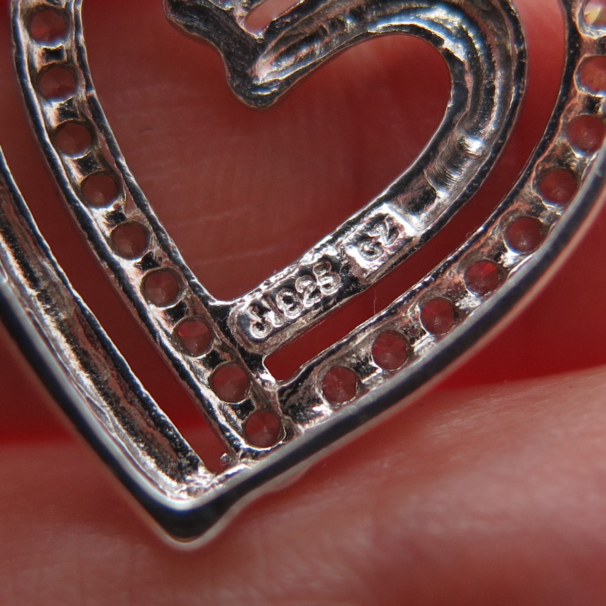 JH YOUNG 925 Sterling Silver Round-Cut C Z Heart Slide Charm Pendant